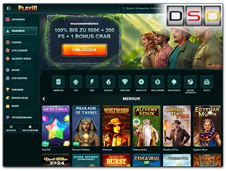 Playio mit Merkur und Gamomat Spielen online